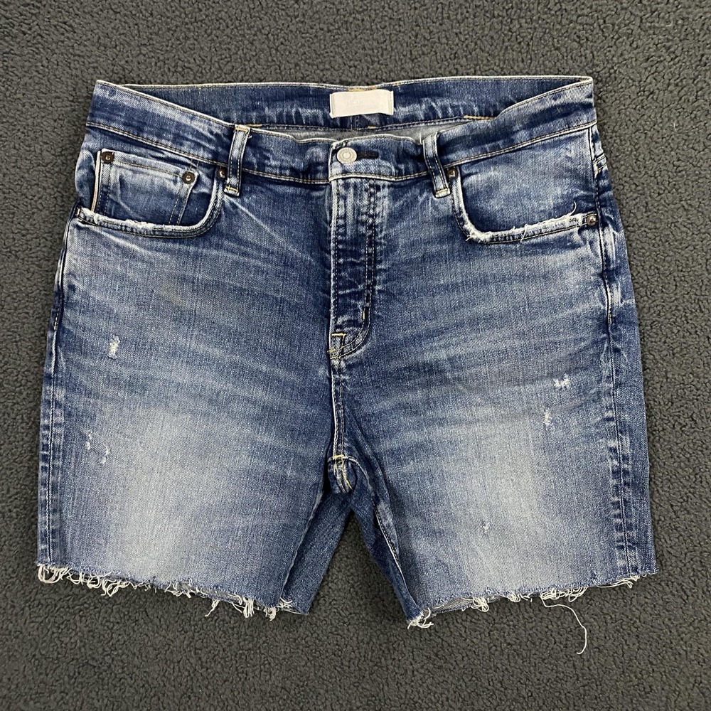 Moussy Vintage Shorts Womens 34 Blue Denim Distressed Cut Off Frayed Made Japan